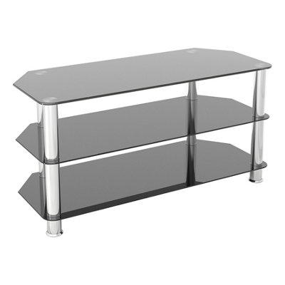 AVF Classic 1m Glass Corner TV Stand for TVs up to 50 Black Chrome