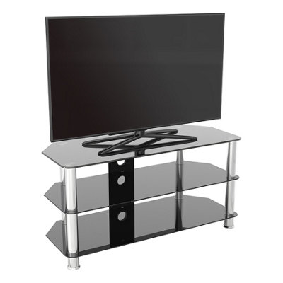 AVF Classic 1m Glass Corner TV Stand with Cable Management for TVs up ...