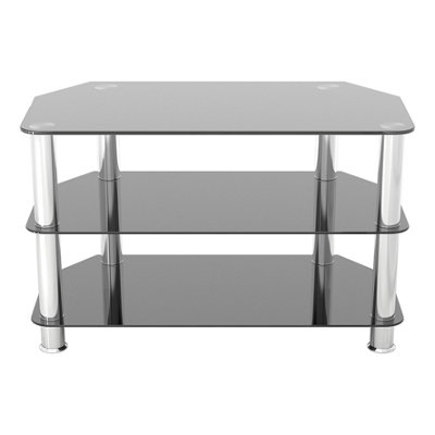 AVF Classic 80cm Glass Corner TV Stand for TVs up to 43" - Black & Chrome