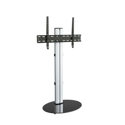 AVF Eno 60cm Pedestal TV Stand, for TVs 32-55" - Silver & Black Glass