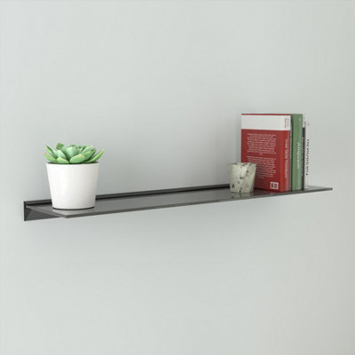 AVF Floating Black Glass Shelf 100 x 25cm - 8mm