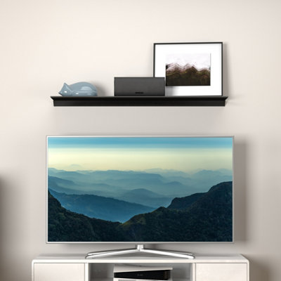 AVF Floating Black Glass Shelf 100 x 25cm - 8mm