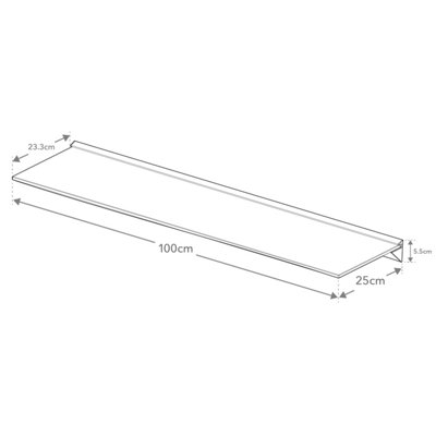 AVF Floating Black Glass Shelf 100 x 25cm - 8mm