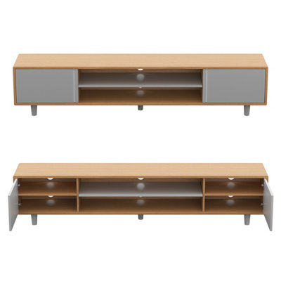 AVF Harbour Extra Wide 2m TV Stand Light Wood and Grey