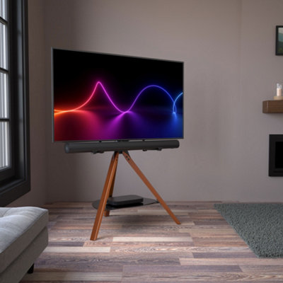 AVF Hoxton Sound Freestanding Tripod TV + Soundbar Stand - Dark Wood