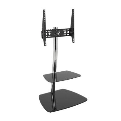 AVF Iseo 60cm Pedestal TV Stand, for TVs up to 55" - Black Glass
