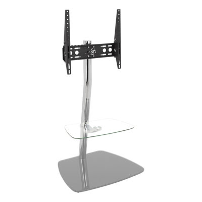 AVF Iseo 60cm Pedestal TV Stand, for TVs up to 55" - Clear & Grey Glass