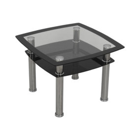 AVF Lamp Table (Black Glass & Chrome)