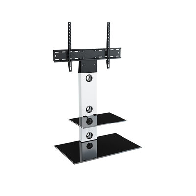 AVF Lesina 70cm Pedestal TV Stand, for TVs 32-65" - Satin White and Black Glass