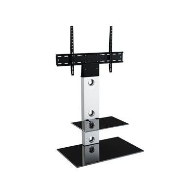 AVF Lesina 70cm Pedestal TV Stand, for TVs 32-65" - Silver and Black Glass