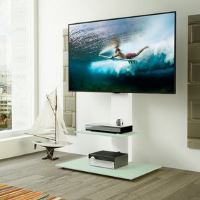 AVF Lesina TV Mounting Column with Shelves - Aqua White