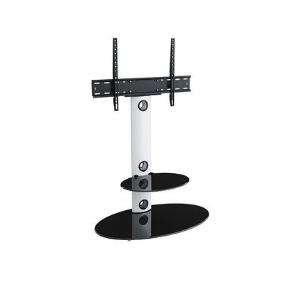 AVF Lugano 80cm Oval Pedestal TV Stand - Satin White and Black Glass