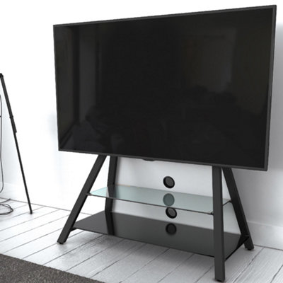 White cantilever deals tv stand