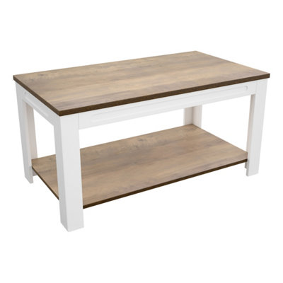 AVF Whitesands Coffee Table (Satin White & Wood)