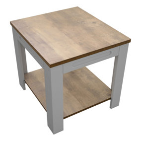 AVF Whitesands Side Table (Satin Grey & Wood)