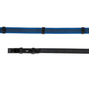 Aviemore Continental Leather Horse Rubber Reins Black/Blue (48in x 0.63in)