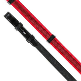 Aviemore Continental Leather Horse Rubber Reins Black/Red (48in x 0.63in)