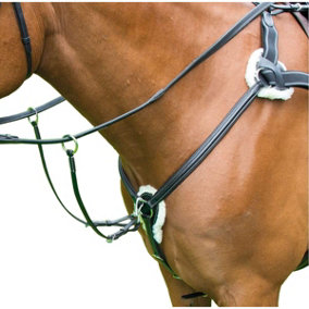 Avignon 5 Point Leather Horse Breastplate Black (Pony)