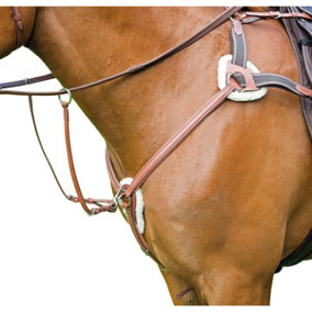 Avignon 5 Point Leather Horse Breastplate Oak Brown (Full)