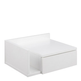 Avignon Square Bedside Table with 1 Drawer & Small Shelf in White