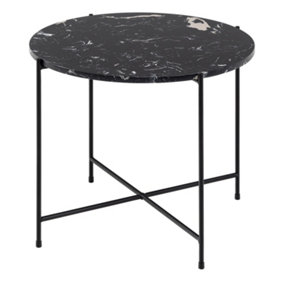 Avila Side Table with Black Marble Effect 52x40cm
