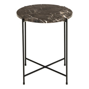Avila Side Table with Brown Marble Effect 42x45cm