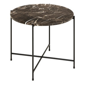 Avila Side Table with Brown Marble Effect 52x40cm