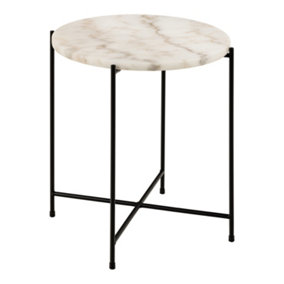 Avila Side Table with White Marble Effect 42x45cm