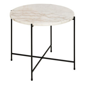 Avila Side Table with White Marble Effect 52x40cm