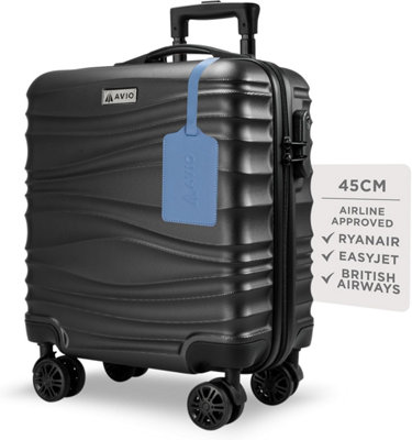 AVIO Black Wave Underseat Cabin Bag 45x36x20cm Lightweight Hard Case ...