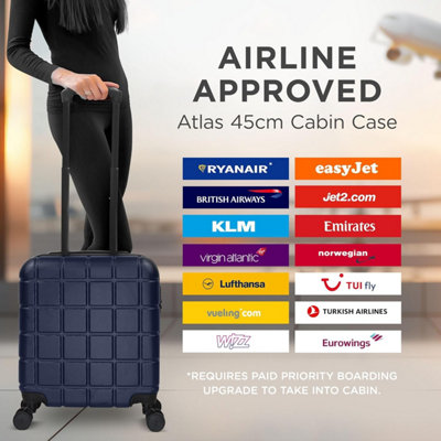 AVIO Carry On Suitcase 45cm Navy Hard Shell Lightweight Cabin Bag ...