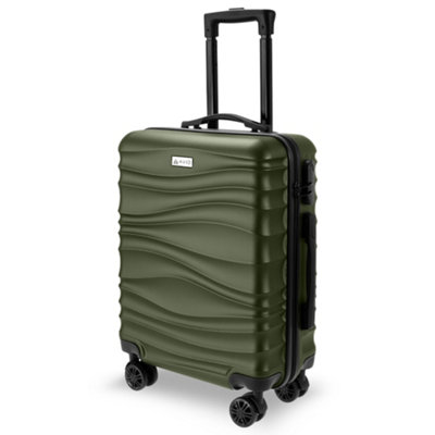 AVIO Dark Green Wave Cabin Suitcase 55x40x20cm Lightweight Hard