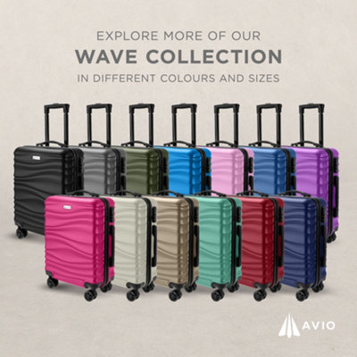 AVIO Dark Green Wave Cabin Suitcase 55x40x20cm Lightweight Hard