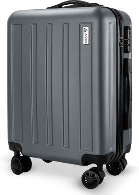 AVIO Grey Jett 55cm Underseat Cabin Bag Hard Case Airline Approved Small Suitcase with 360 Spinner Wheels Fits Ryanair & easyJet