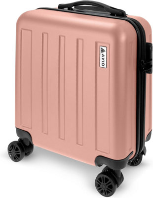AVIO Rose Gold Jett Cabin Suitcase 45x36x20cm Lightweight Double Wheel Luggage Bag Durable ABS Hard Shell Approved by Most Airline