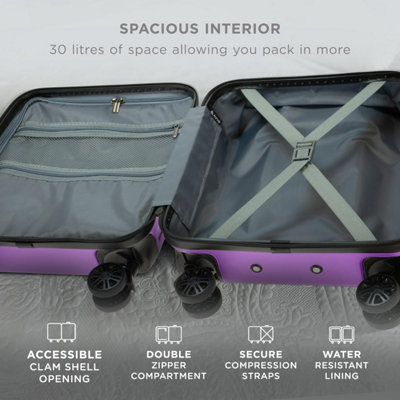 AVIO Wave Underseat Cabin Bag Purple 45x36x20cm Lightweight Hard