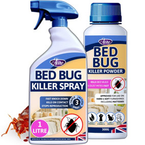 Aviro Bed Bug Killer Bundle Pack - 1 ltr Bed Bug Killer Spray and Natural Bed Bug Powder Pack