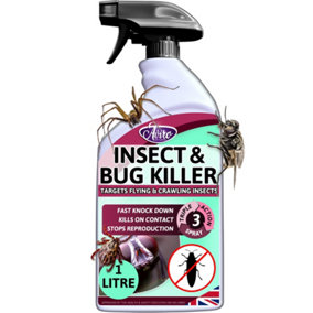 Aviro Insect & Bug Killer Spray - Targets Flying & Crawling Insects. Professional Insecticide Bug Spray for Home. 1 Litre