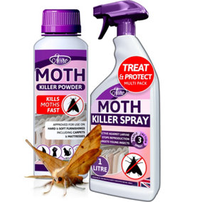 Aviro Moth Killer Bundle Pack - 1 Ltr Moth Killer Spray and Moth Killer Powder Pack