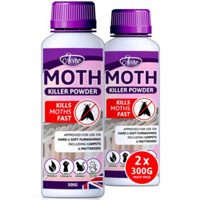 Aviro Moth Killer Powder - Natural Moth Killer, Pet-Friendly Moth Powder Approved For Use On Hard & Soft Furnishings. 600g