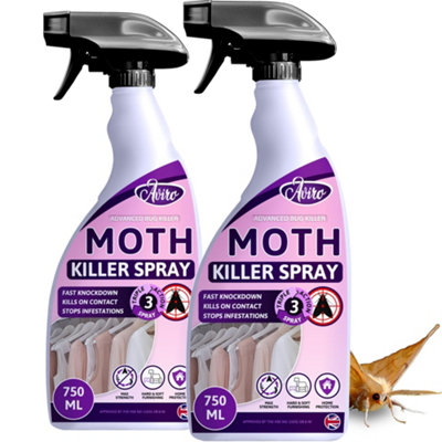 Aviro Moth Killer Spray - Fast Acting Moth Repellent for Wardrobes & Carpets For Immediate & Long-Lasting Protection. 1.5 Litres