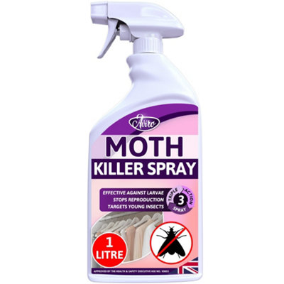 Aviro Moth Killer Spray - Fast Acting Moth Repellent for Wardrobes & Carpets For Immediate & Long-Lasting Protection. 1 Litre