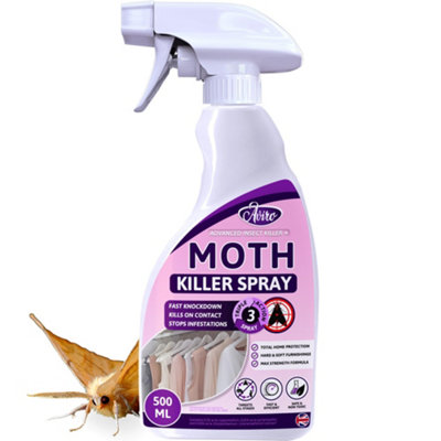 Aviro Moth Killer Spray - Fast Acting Moth Repellent for Wardrobes & Carpets For Immediate & Long-Lasting Protection. 500ml