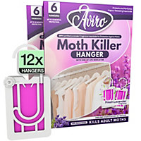 Aviro Moth Repellent For Wardrobes - 12 Moth Killer Hangers With Natural Lavender Scent. UK Made