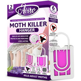 Aviro Moth Repellent For Wardrobes - 2 Moth Killer Hangers With Natural Lavender Scent. UK Made