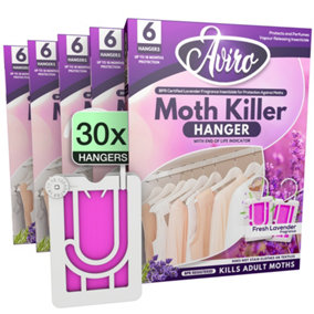 Aviro Moth Repellent For Wardrobes - 30 Moth Killer Hangers With Natural Lavender Scent. UK Made