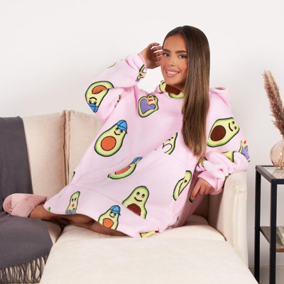 Avocado Print Hoodie Blanket Oversized Fleece Jumper Throw - 5
