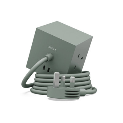 Avolt Square 1 Power Extention Lead - With USB-C Oak Green