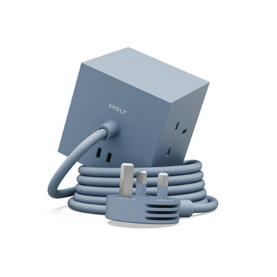 Avolt Square 1 Power Extention Lead - With USB-C Shark Blue