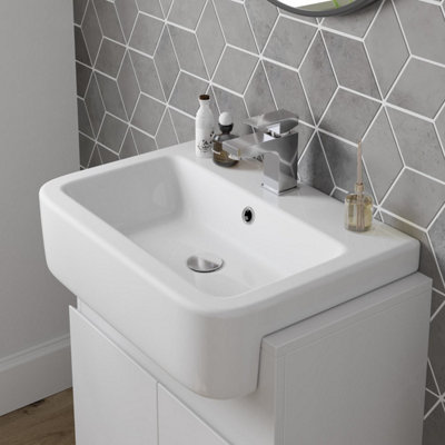 Avora Freestanding Vanity Unit with Basin Ceramic Semi Recessed Sink ...
